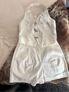 🤍 COMMENSE White vest and shorts set NWT